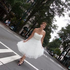 Galina tea length gown w tulle skirt sz 10
